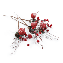 Vianočné vetvičky, set 4 ks, 30 cm, biela/červená, GREN SET TYP 1