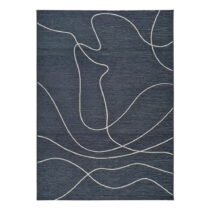 Tmavomodrý vonkajší koberec s prímesou bavlny Universal Doodle, 57 x 110 cm