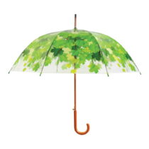 Transparentný dáždnik s rúčkou so zelenými detailmi Esschert Design Ambiance Birdcage Leaf, ⌀ 92,5 c...