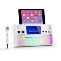 DiscoFever, biely, bluetooth karaoke systém, LED, 7" TFT displej, CD, USB Auna