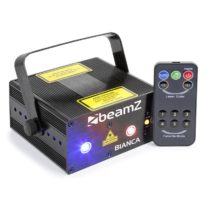 Bianca, dvojitý laser, 7 DMX kanálov, 330 mW RGB, 12 motívov, master/slave Beamz