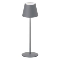 Sivá LED stmievateľná stolová lampa so senzorom pohybu a s kovovým tienidlom (výška 38 cm) Consenza ...