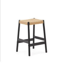 Barové stoličky z dubového dreva v čierno-prírodnej farbe v súprave 2 ks (výška sedadla 66 cm) Yalia...