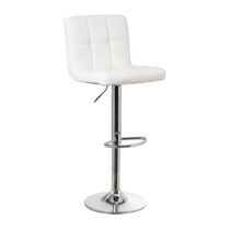 Biele barové stoličky s nastaviteľnou výškou z imitácie kože v súprave 2 ks (výška sedadla 93 cm) – ...