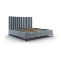 Svetlomodrá čalúnená dvojlôžková posteľ s úložným priestorom s roštom 160x200 cm Casey – Mazzini Bed...