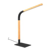 LED stmievateľná stolová lampa v čiernej a prírodnej farbe s dreveným tienidlom (výška 73,5 cm) Norr...