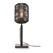 Čierna stolová lampa s ratanovým tienidlom (výška 45 cm) Tanami – Good&amp;Mojo
