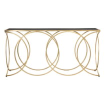 Konzolový stolík so sklenenou doskou v čierno-zlatej farbe 40x160 cm Infinity – Mauro Ferretti