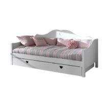 Biela detská posteľ z borovicového dreva s výsuvným lôžkom s úložným priestorom 90x200 cm AMORI – Vi...