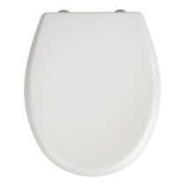 Biele WC sedadlo s jednoduchým zatváraním Wenko Gubbio, 44,5 × 37 cm