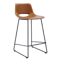 Koňakovohnedé barové stoličky z imitácie kože v súprave 2 ks (výška sedadla 65 cm) Zahara – Kave Hom...