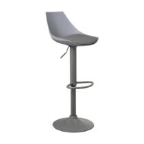 Sivé barové stoličky s nastaviteľnou výškou z imitácie kože v súprave 2 ks (výška sedadla 56,5 cm) –...