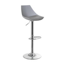 Sivé barové stoličky s nastaviteľnou výškou z imitácie kože v súprave 2 ks (výška sedadla 56,5 cm) –...