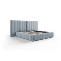 Svetlomodrá čalúnená dvojlôžková posteľ s úložným priestorom a roštom 160x200 cm Gina – Milo Casa