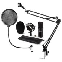 CM001B mikrofónová sada V4, čierna, kondenzátorový mikrofón, mikrofónové rameno, pop filter Auna