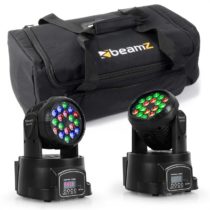 set svetelných efektov s transportnou taškou, 2 x moving-head LED-108 Beamz