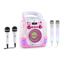 Kara Liquida ružová farba + Dazzl mikrofónová sada, karaoke zariadenie, mikrofón, LED osvetlenie Aun...