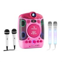 Kara Projectura pink + Dazzl Mic Set karaoke zariadenie, mikrofón, LED osvetlenie Auna