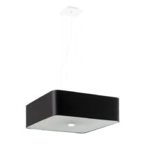 Čierne závesné svietidlo so skleneno-textilným tienidlom Kortez – Nice Lamps