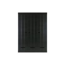Čierna šatníková skriňa s konštrukciou z borovicového dreva WOOOD Connect, šírka 140 cm