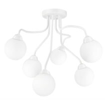 Biele stropné svietidlo so skleneným tienidlom - LAMKUR