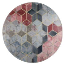 Ružovo-svetlosivý umývateľný okrúhly koberec ø 80 cm – Vitaus