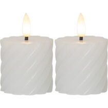 Súprava 2 bielych voskových LED sviečok Star Trading Flamme Swirl, výška 7,5 cm