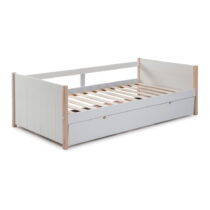 Detská posteľ z borovicového dreva s výsuvným lôžkom v bielo-prírodnej farbe 90x190 cm Kiara – Marck...