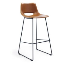 Koňakovohnedé barové stoličky z imitácie kože v súprave 2 ks (výška sedadla 76 cm) Zahara – Kave Hom...