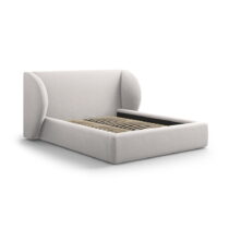 Svetlosivá čalúnená dvojlôžková posteľ s úložným priestorom s roštom 200x200 cm Miley – Micadoni Hom...