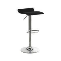 Čierne barové stoličky s nastaviteľnou výškou z imitácie kože v súprave 2 ks (výška sedadla 63 cm) –...