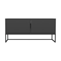 Čierny dvojdverový TV stolík s kovovými nohami v čiernej farbe Tenzo Lipp, šírka 118 cm