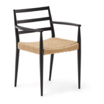 Jedálenská stolička z dubového dreva v čierno-prírodnej farbe v súprave 2 ks Analy – Kave Home