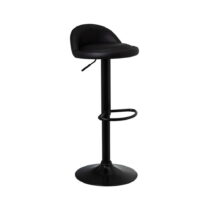 Čierne barové stoličky s nastaviteľnou výškou z imitácie kože v súprave 2 ks (výška sedadla 72 cm) –...
