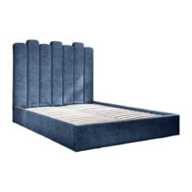 Modrá čalúnená dvojlôžková posteľ s úložným priestorom s roštom 160x200 cm Dreamy Aurora – Miuform