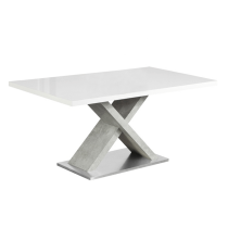 Jedálenský stôl, biela s vysokým leskom HG/betón, 160x90 cm, FARNEL