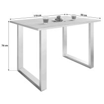 Jedálenský stôl XONA biela/strieborná 110x50 cm