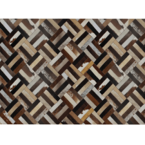 Luxusný kožený koberec, hnedá/čierna/béžová, patchwork, 70x140 , KOŽA TYP 2