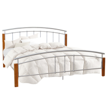 Manželská posteľ, drevo jelša/strieborný kov, 160x200, MIRELA