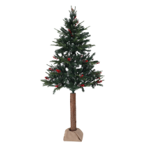 Vianočný stromček so šiškami na pníku, posnežený, 180 cm, PNIK TYP 1